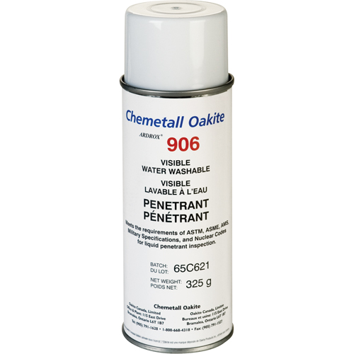 906 Water Washable Visible Penetrants, Aerosol Can CSL Industriel Inc.