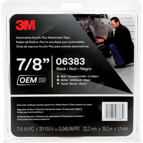 3M Automotive Acrylic Tape, 18 M (60') L x 22 mm (7/8") W, 45 mils, Acrylic CSL Industriel Inc.