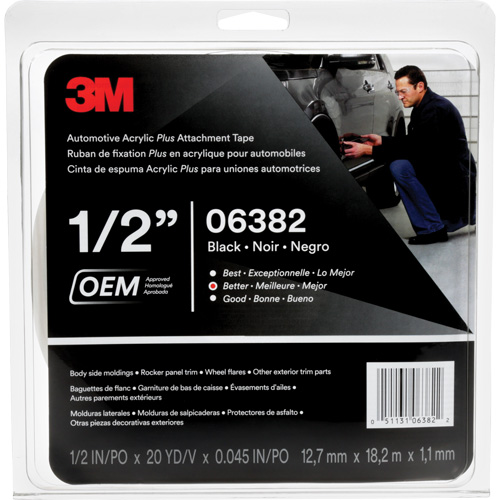 Ruban en acrylique de 3M pour l'automobile, 18 m (60') lo x 12,7 mm (1/2") la, 45 mils, Acrylique CSL Industriel Inc.