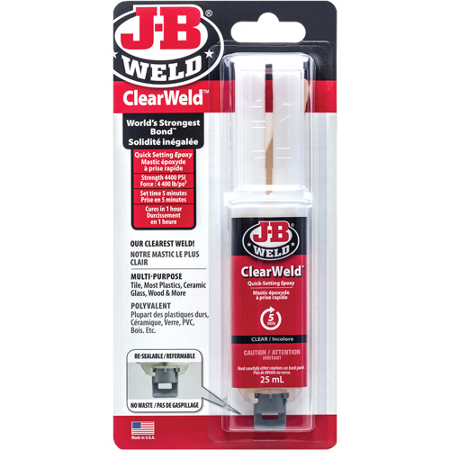 ClearWeld Adhesive, 25 ml, Syringe, Two-Part, Clear CSL Industriel Inc.