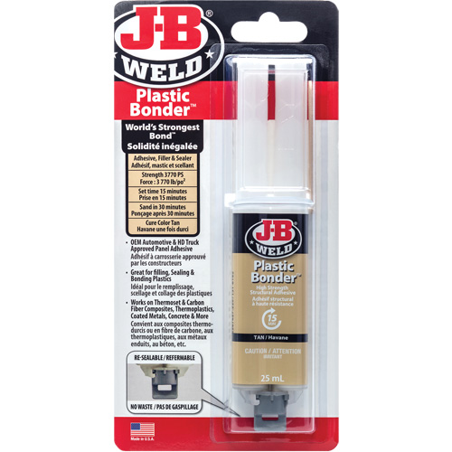 Plastic Bonder Adhesive, 25 ml, Syringe, Two-Part, Tan CSL Industriel Inc.