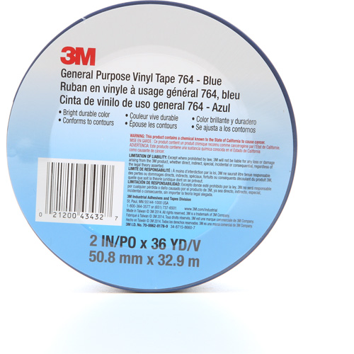 764 General-Purpose Vinyl Tape, 50.8 mm (2") W x 32.9 m (108') L, 5 mils, Blue CSL Industriel Inc.