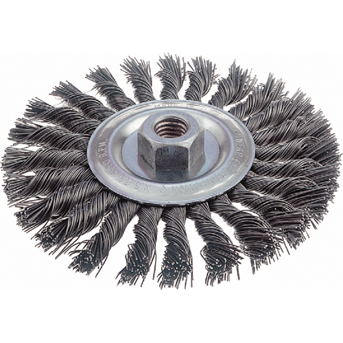 Brosses rotatives &agrave; fils nou&eacute;s - Brosse rotative &agrave; fils nou&eacute;s, fils nou&eacute;s standards, Dia. 6", Fils 0,023", Arbre 5/8"-11, Acier CSL Industriel Inc.