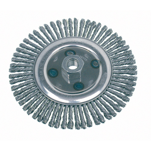 Brosse rotative &agrave; fils nou&eacute;s, pour passe de fond, Dia. 4-7/8", Fils 0,02", Arbre 5/8"-11, Acier CSL Industriel Inc.