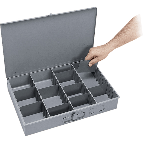Boîtes &agrave; compartiments ajustables, Acier, Variable compartiments, 18" la x 12" p, 3" h, Gris CSL Industriel Inc.