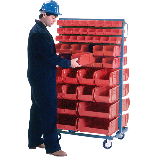 Support mobile deux c&ocirc;t&eacute;s pour bacs, &agrave; deux c&ocirc;t&eacute;s, 96 bacs, 36" la x 24" p x 63" h CSL Industriel Inc.
