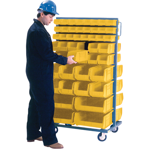 Support mobile deux c&ocirc;t&eacute;s pour bacs, &agrave; deux c&ocirc;t&eacute;s, 96 bacs, 36" la x 24" p x 63" h CSL Industriel Inc.