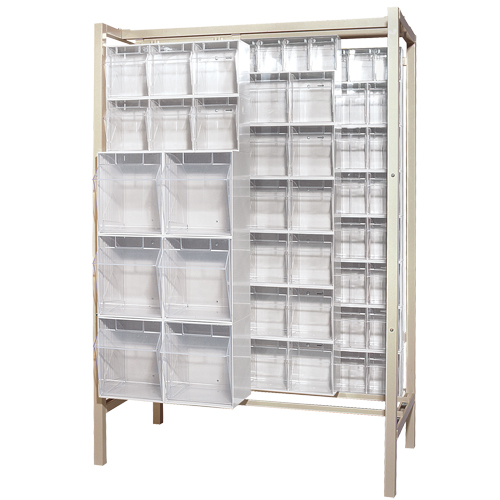 Syst&egrave;me de stockage &agrave; glissi&egrave;re &agrave; bacs basculants autonome, 51-1/4" la x 26" p x 77" h, 101 tiroirs CSL Industriel Inc.