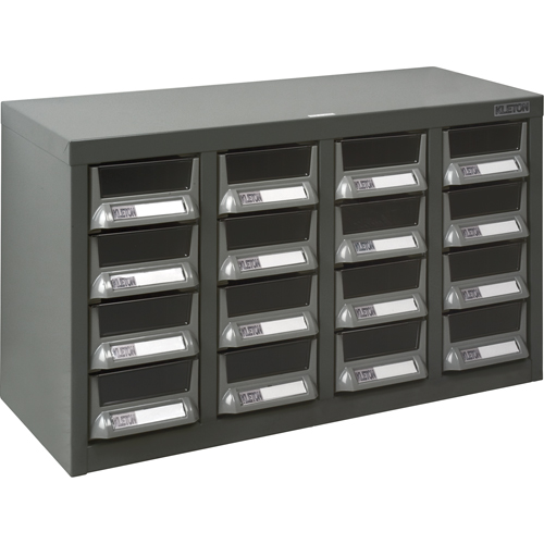Casiers pour pi&egrave;ces KPC-400, Acier galvanis&eacute;, 16 tiroirs, 23-1/10" x 8-7/10" x 13-4/5", Gris CSL Industriel Inc.