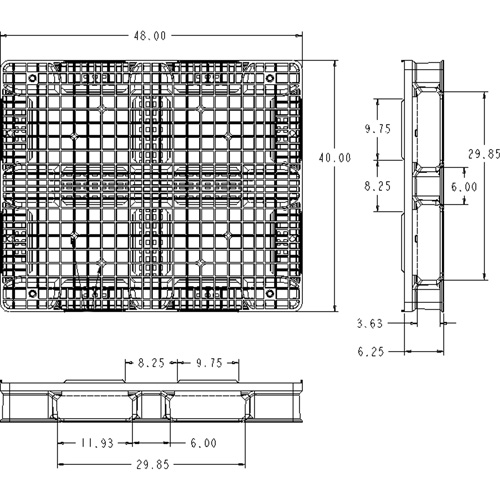 RackoCell Plastic Pallet, 4-Way Entry, 48" L x 40" W x 6-1/3" H CSL Industriel Inc.