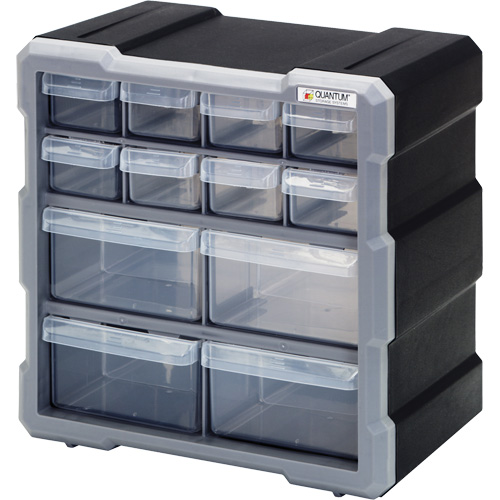 Drawer Cabinet, Plastic, 12 Drawers, 10-1/2" x 6-1/4" x 10-1/4", Black CSL Industriel Inc.