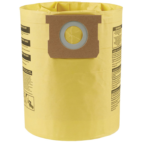 Sacs filtrants pour d&eacute;bris secs jetables &agrave; haute efficacit&eacute; de type H, 5 - 8 gal. US CSL Industriel Inc.