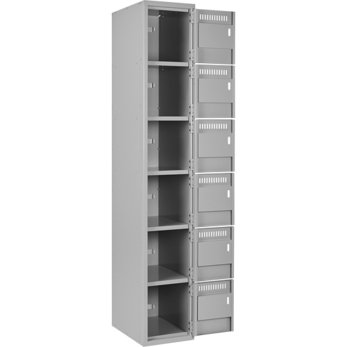 Clean Line Lockerettes, 6 -tier, Bank of 4, 48" x 18" x 72", Steel, Grey, Rivet (Assembled) CSL Industriel Inc.