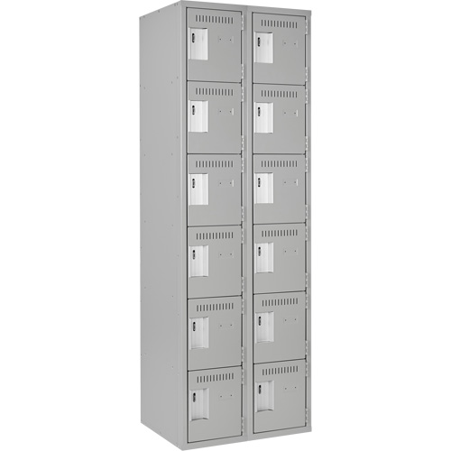 Clean Line Lockerettes, 6 -tier, Bank of 2, 24" x 18" x 72", Steel, Grey, Rivet (Assembled) CSL Industriel Inc.