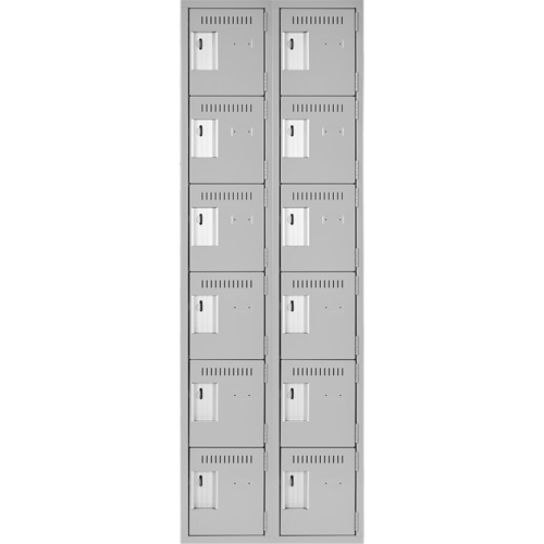 Clean Line Lockerettes, 6 -tier, Bank of 2, 24" x 18" x 72", Steel, Grey, Rivet (Assembled) CSL Industriel Inc.