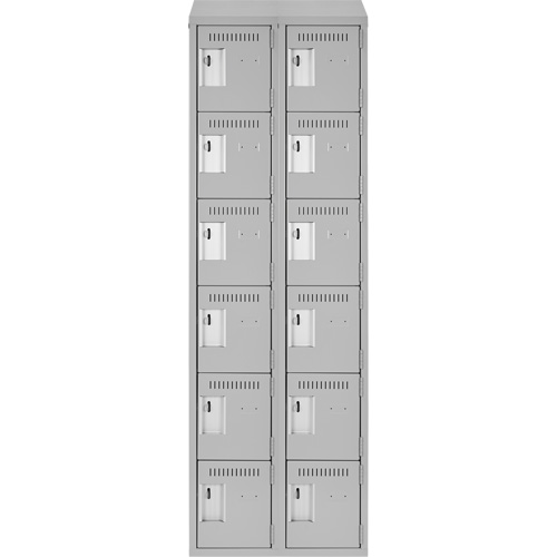 Clean Line Lockerette , 6 -tier, Bank of 2, 24" x 18" x 78", Steel, Grey, Rivet (Assembled) CSL Industriel Inc.