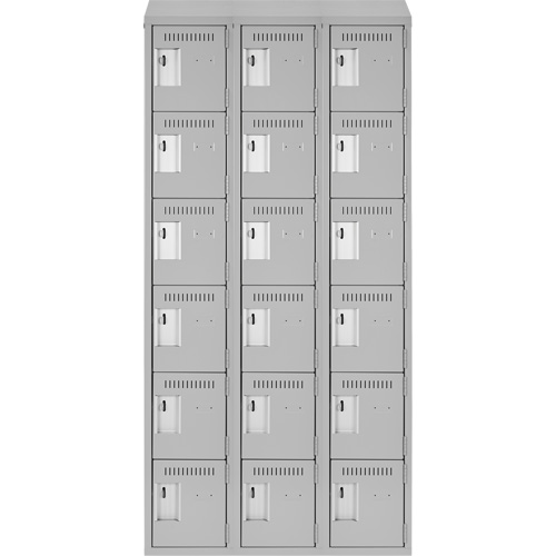Clean Line Lockerette , 6 -tier, Bank of 3, 36" x 18" x 78", Steel, Grey, Rivet (Assembled) CSL Industriel Inc.