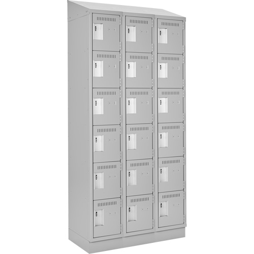 Clean Line Lockerette, 6 -tier, Bank of 3, 36" x 18" x 82", Steel, Grey, Rivet (Assembled) CSL Industriel Inc.