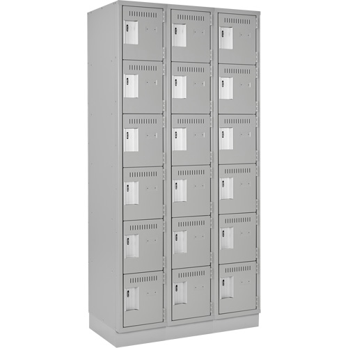 Clean Line Lockerette, 6 -tier, Bank of 3, 36" x 18" x 76", Steel, Grey, Rivet (Assembled) CSL Industriel Inc.