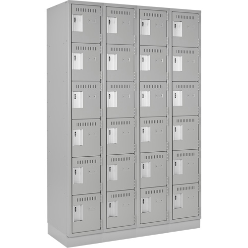 Clean Line Lockerette, 6 -tier, Bank of 4, 48" x 18" x 76", Steel, Grey, Rivet (Assembled) CSL Industriel Inc.