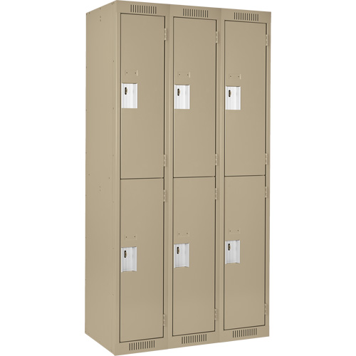 Clean Line Lockers, 2 -tier, Bank of 3, 36" x 18" x 72", Steel, Beige, Rivet (Assembled) CSL Industriel Inc.