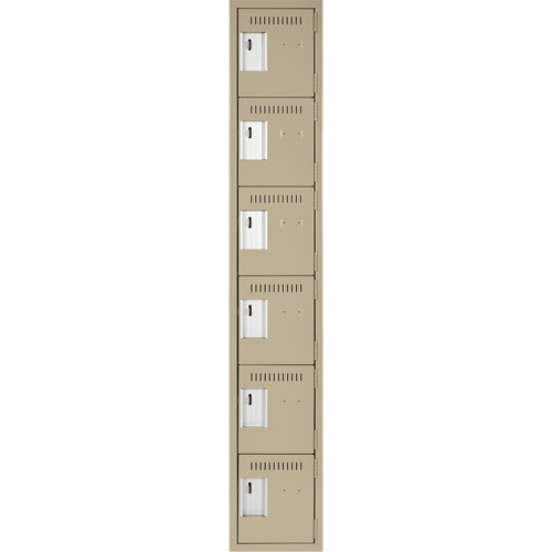 Petits casiers Clean Line, 6 niveaux, 12" x 18" x 72", Acier, Beige, Rivet (assembl&eacute;) CSL Industriel Inc.