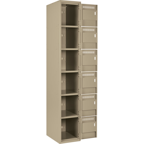 Petits casiers Clean Line, 6 niveaux, Bloc de 4, 48" x 18" x 72", Acier, Beige, Rivet (assembl&eacute;) CSL Industriel Inc.