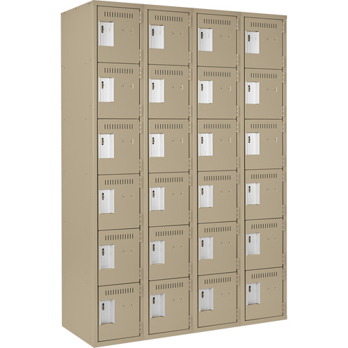 Petits casiers Clean Line, 6 niveaux, Bloc de 4, 48" x 18" x 72", Acier, Beige, Rivet (assembl&eacute;) CSL Industriel Inc.