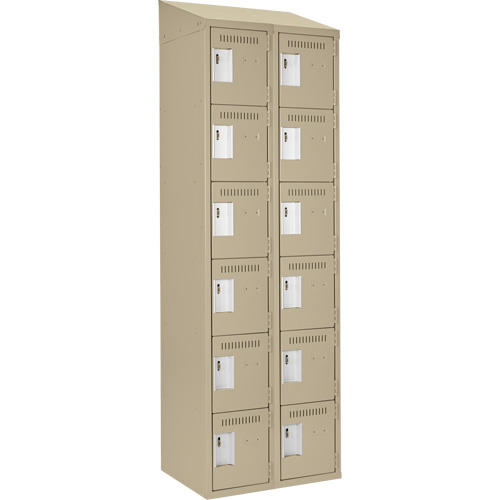 Clean Line Lockerette, 6 -tier, Bank of 2, 24" x 18" x 78", Steel, Beige, Rivet (Assembled) CSL Industriel Inc.