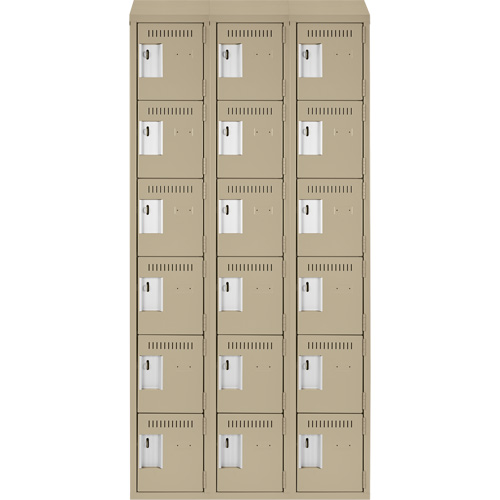 Clean Line Lockerette, 6 -tier, Bank of 3, 36" x 18" x 78", Steel, Beige, Rivet (Assembled) CSL Industriel Inc.