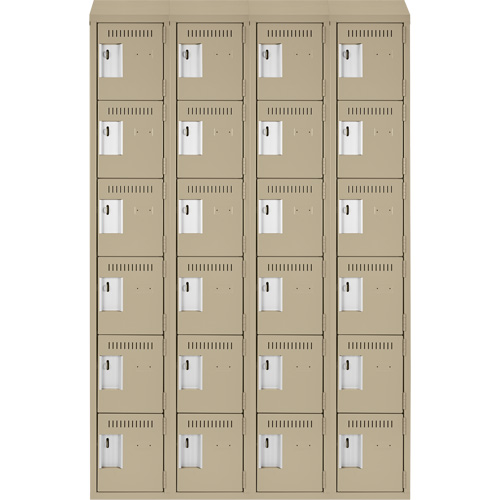 Clean Line Lockerette, 6 -tier, Bank of 4, 48" x 18" x 78", Steel, Beige, Rivet (Assembled) CSL Industriel Inc.