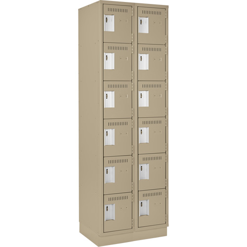 Clean Line Lockerette, 6 -tier, Bank of 2, 24" x 18" x 76", Steel, Beige, Rivet (Assembled) CSL Industriel Inc.