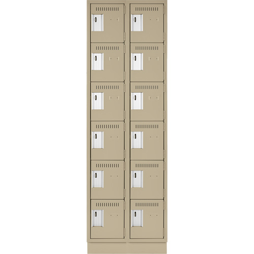 Clean Line Lockerette, 6 -tier, Bank of 2, 24" x 18" x 76", Steel, Beige, Rivet (Assembled) CSL Industriel Inc.