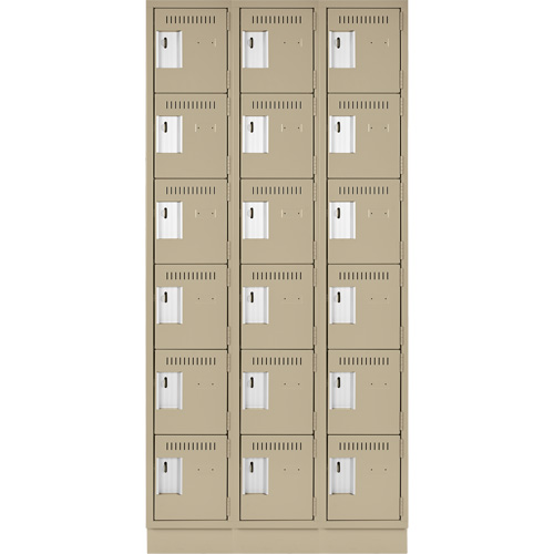 Clean Line Lockerette, 6 -tier, Bank of 3, 36" x 18" x 76", Steel, Beige, Rivet (Assembled) CSL Industriel Inc.