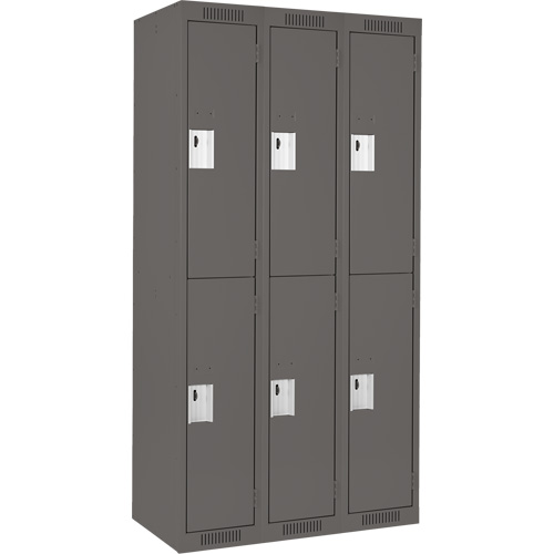 Clean Line Lockers, 2 -tier, Bank of 3, 36" x 18" x 72", Steel, Charcoal, Rivet (Assembled) CSL Industriel Inc.