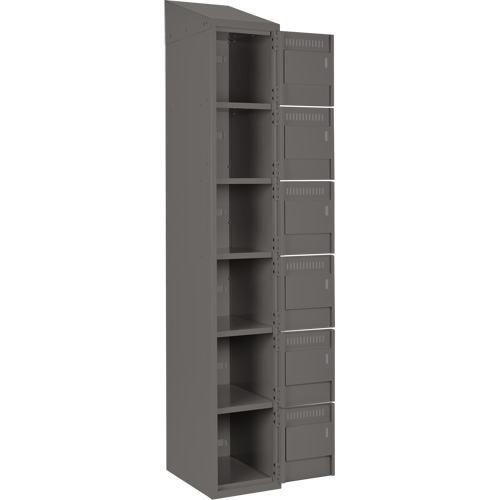 Clean Line Lockerette, 6 -tier, Bank of 3, 36" x 18" x 78", Steel, Charcoal, Rivet (Assembled) CSL Industriel Inc.