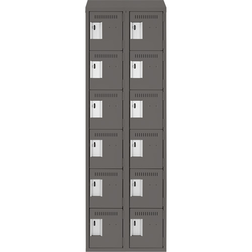 Clean Line Lockerette, 6 -tier, Bank of 2, 24" x 18" x 78", Steel, Charcoal, Rivet (Assembled) CSL Industriel Inc.