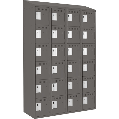 Clean Line Lockerette, 6 -tier, Bank of 4, 48" x 18" x 78", Steel, Charcoal, Rivet (Assembled) CSL Industriel Inc.