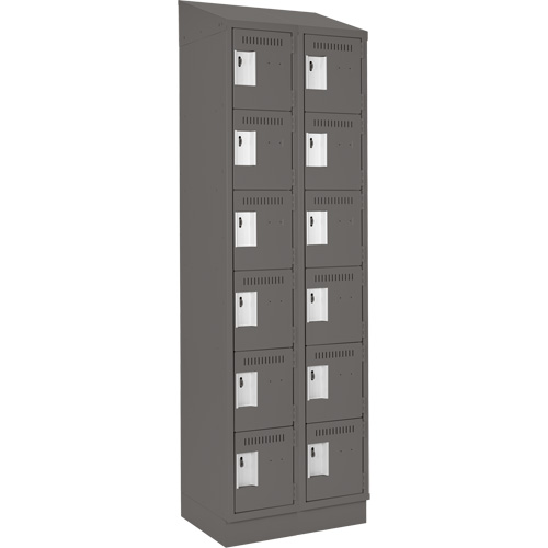 Clean Line Lockerette, 6 -tier, Bank of 2, 24" x 18" x 82", Steel, Charcoal, Rivet (Assembled) CSL Industriel Inc.