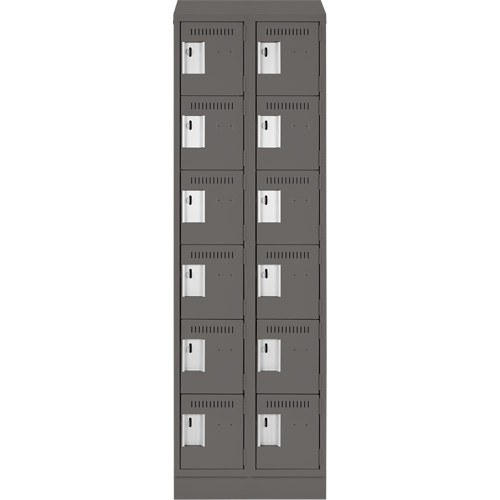 Clean Line Lockerette, 6 -tier, Bank of 2, 24" x 18" x 82", Steel, Charcoal, Rivet (Assembled) CSL Industriel Inc.