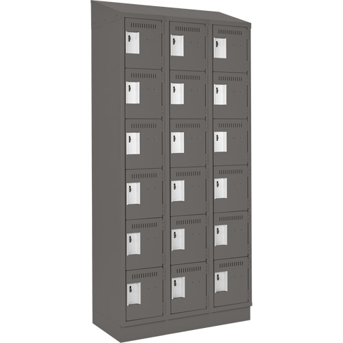 Clean Line Lockerette, 6 -tier, Bank of 3, 36" x 18" x 82", Steel, Charcoal, Rivet (Assembled) CSL Industriel Inc.