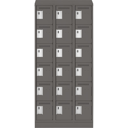Clean Line Lockerette, 6 -tier, Bank of 3, 36" x 18" x 82", Steel, Charcoal, Rivet (Assembled) CSL Industriel Inc.