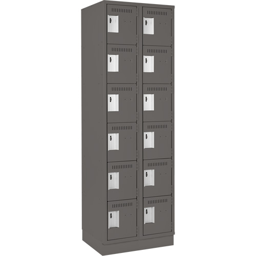 Clean Line Lockerette, 6 -tier, Bank of 2, 24" x 18" x 76", Steel, Charcoal, Rivet (Assembled) CSL Industriel Inc.