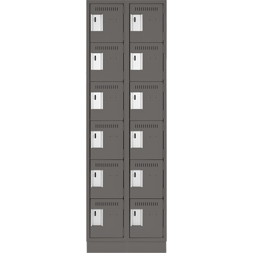 Clean Line Lockerette, 6 -tier, Bank of 2, 24" x 18" x 76", Steel, Charcoal, Rivet (Assembled) CSL Industriel Inc.