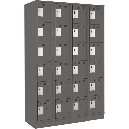 Clean Line Lockerette, 6 -tier, Bank of 4, 48" x 18" x 76", Steel, Charcoal, Rivet (Assembled) CSL Industriel Inc.