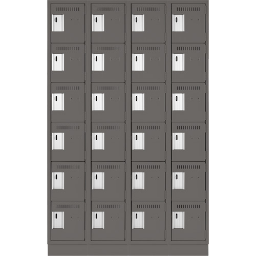 Clean Line Lockerette, 6 -tier, Bank of 4, 48" x 18" x 76", Steel, Charcoal, Rivet (Assembled) CSL Industriel Inc.