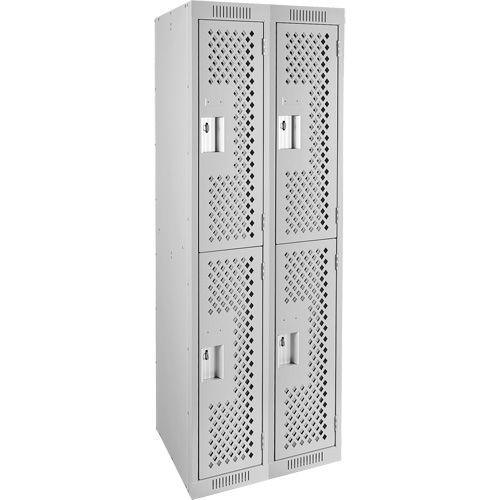 Casiers Clean Line, 2 niveaux, Bloc de 2, 24" x 15" x 72", Acier, Gris, Rivet (assembl&eacute;), Perfor&eacute; CSL Industriel Inc.