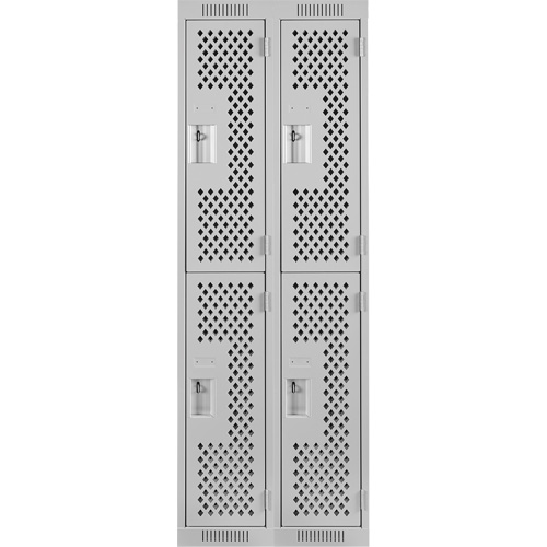 Casiers Clean Line, 2 niveaux, Bloc de 2, 24" x 15" x 72", Acier, Gris, Rivet (assembl&eacute;), Perfor&eacute; CSL Industriel Inc.