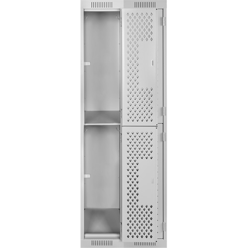 Casiers Clean Line, 2 niveaux, Bloc de 2, 24" x 15" x 72", Acier, Gris, Rivet (assembl&eacute;), Perfor&eacute; CSL Industriel Inc.