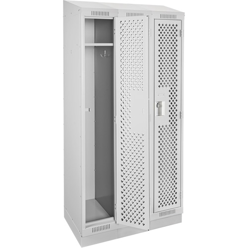 Casiers Clean Line, Bloc de 3, 36" x 18" x 82", Acier, Gris, Rivet (assembl&eacute;), Perfor&eacute; CSL Industriel Inc.